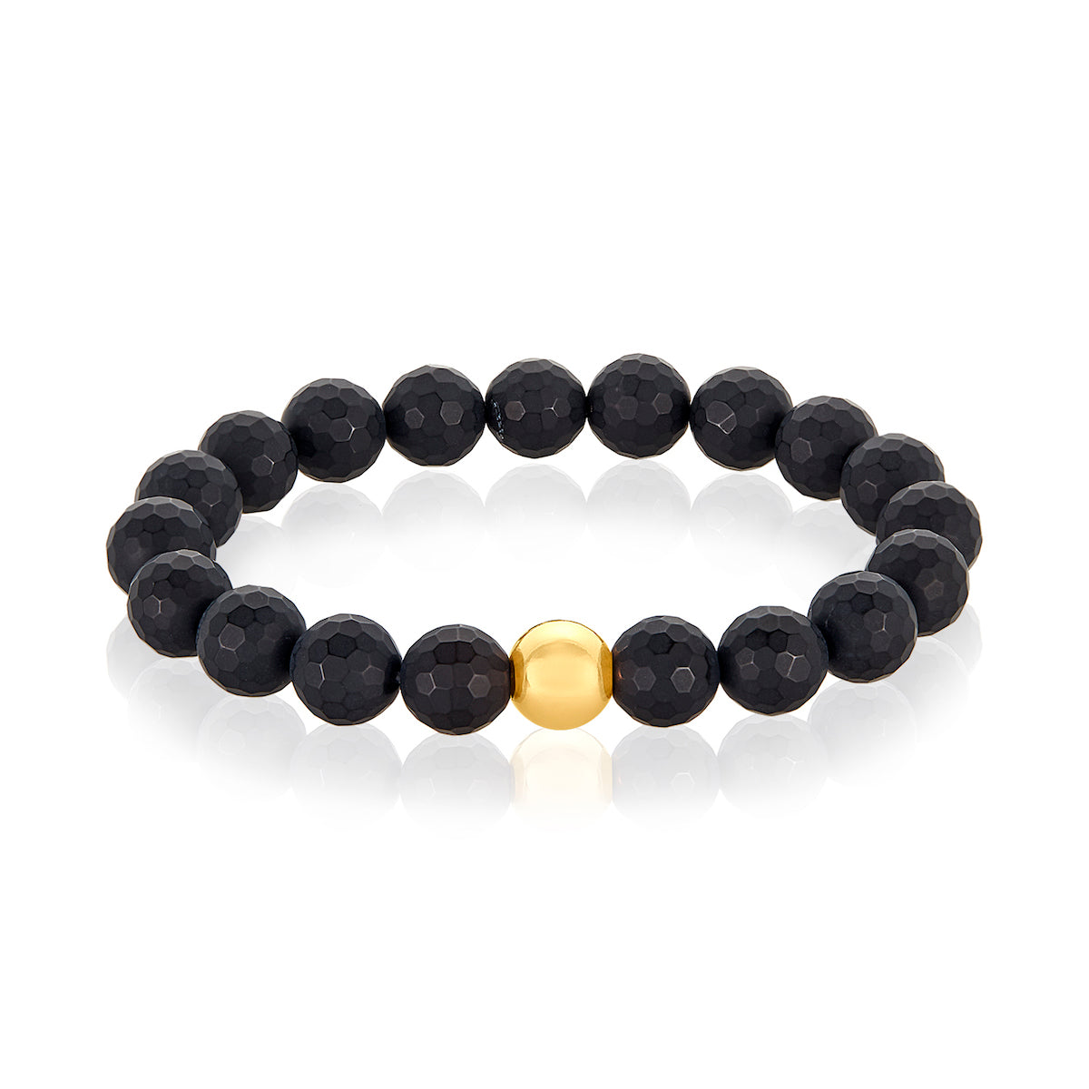 14 karat cross charm faceted black onyx bracelet