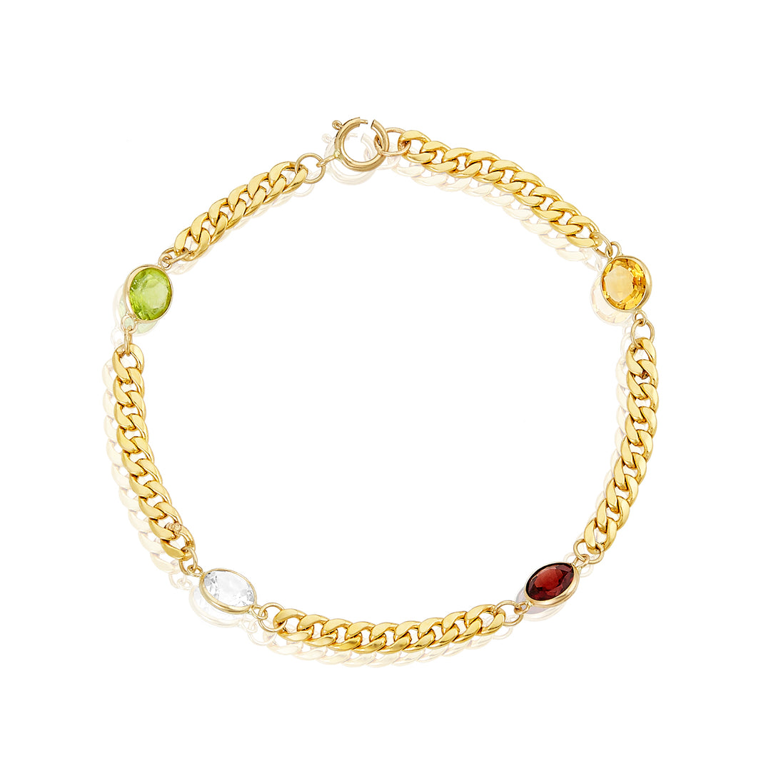 Nehita Swiss Multi-Gemstone Cuban Link Bracelet