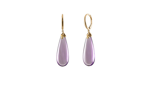 Tear Drop Amethyst & Diamond Earring