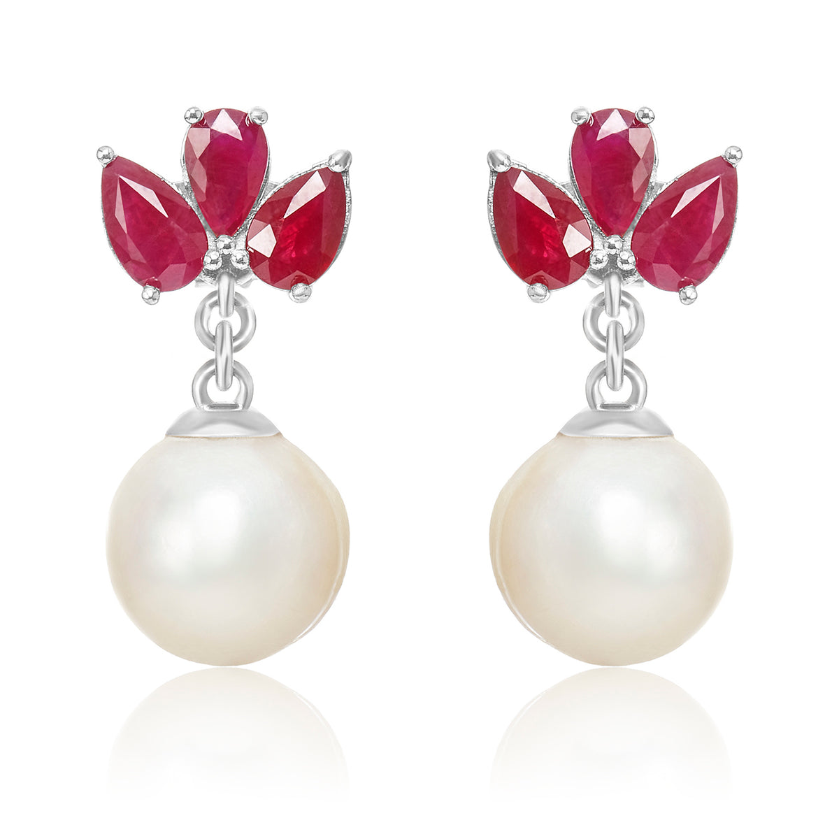 Marquise ruby pearl earrings