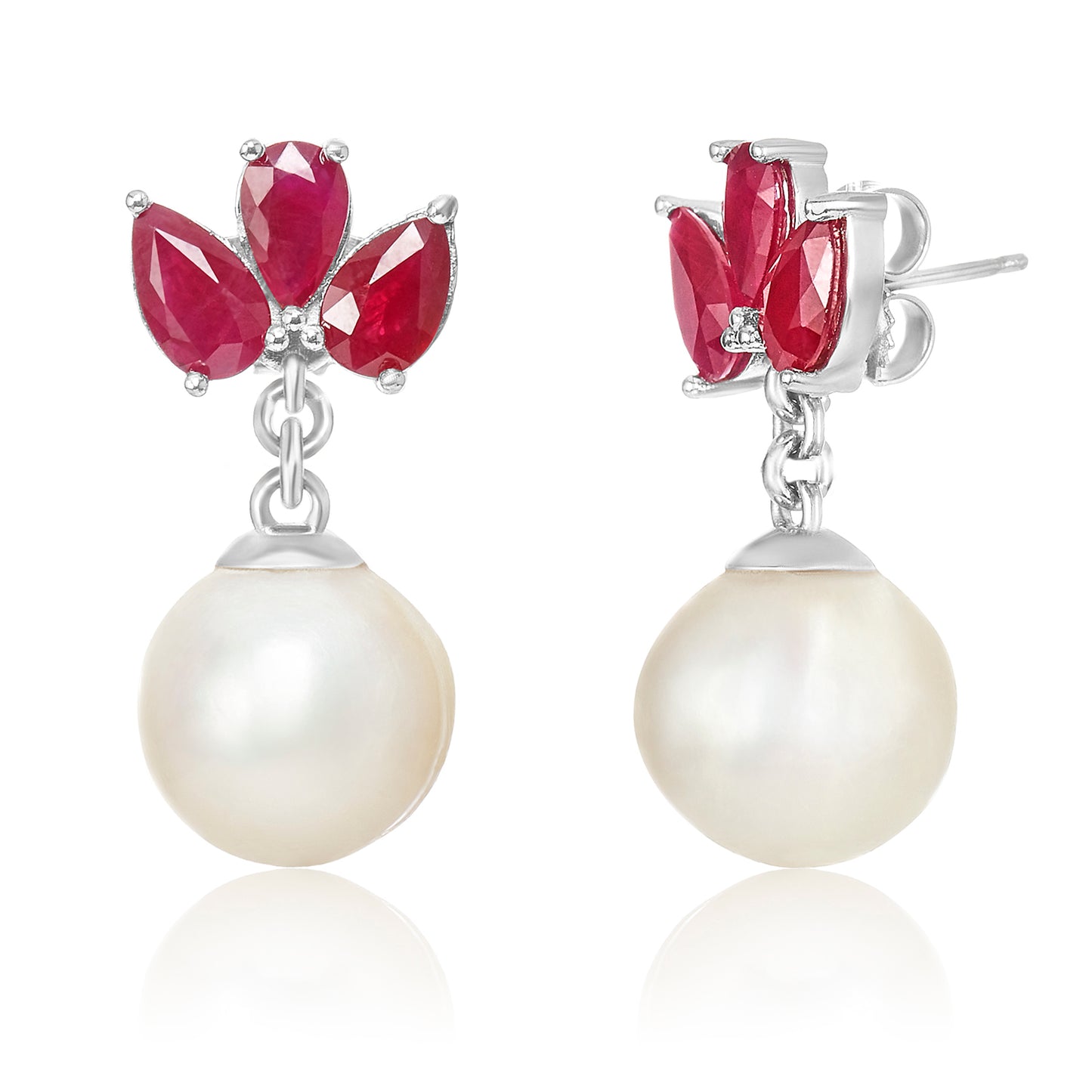 Marquise Ruby Pearl Earrings