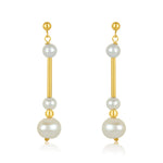 Load image into Gallery viewer, 14kt Triple Pearl Bar Earring
