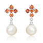Orange Sapphire Pearl Earrings