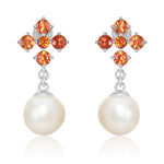 Load image into Gallery viewer, Orange Sapphire Pearl Earrings
