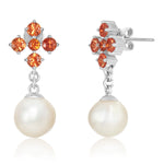 Load image into Gallery viewer, Orange Sapphire Pearl Earrings
