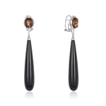 Load image into Gallery viewer, Smoky Quartz 18k Yellow Gold Onyx Drop Earring
