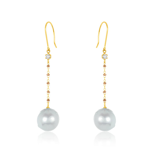 South Sea Light Grey Pearl & Diamond Earring