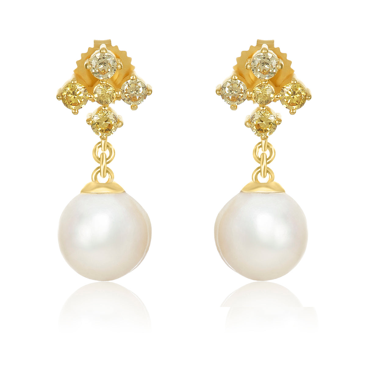 Yellow sapphire pearl earrings