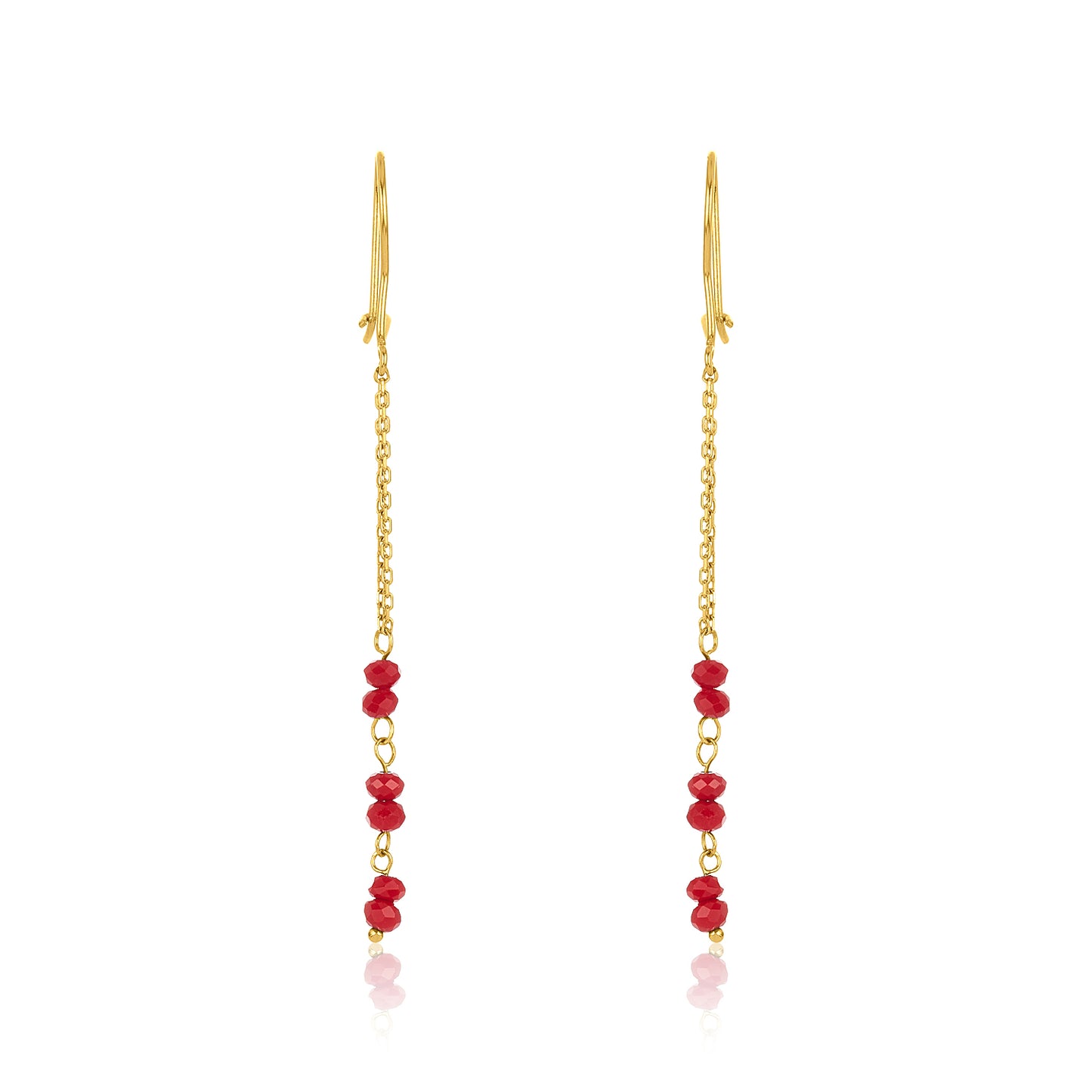 14k Red Crystal Earring