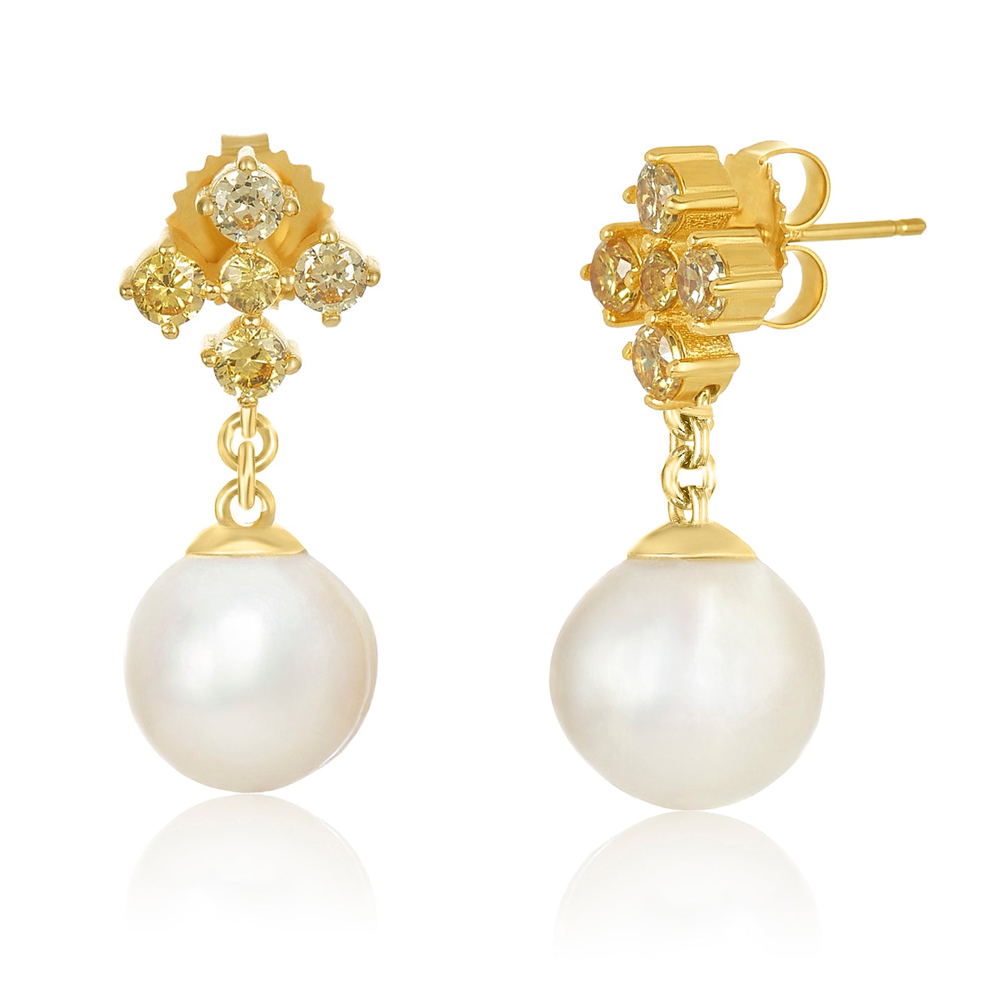 Yellow Sapphire Pearl Earrings