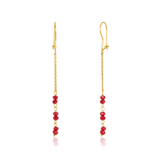 14k Red Crystal Earring