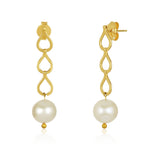 Load image into Gallery viewer, 18kt Link Drop Pearl Earrings
