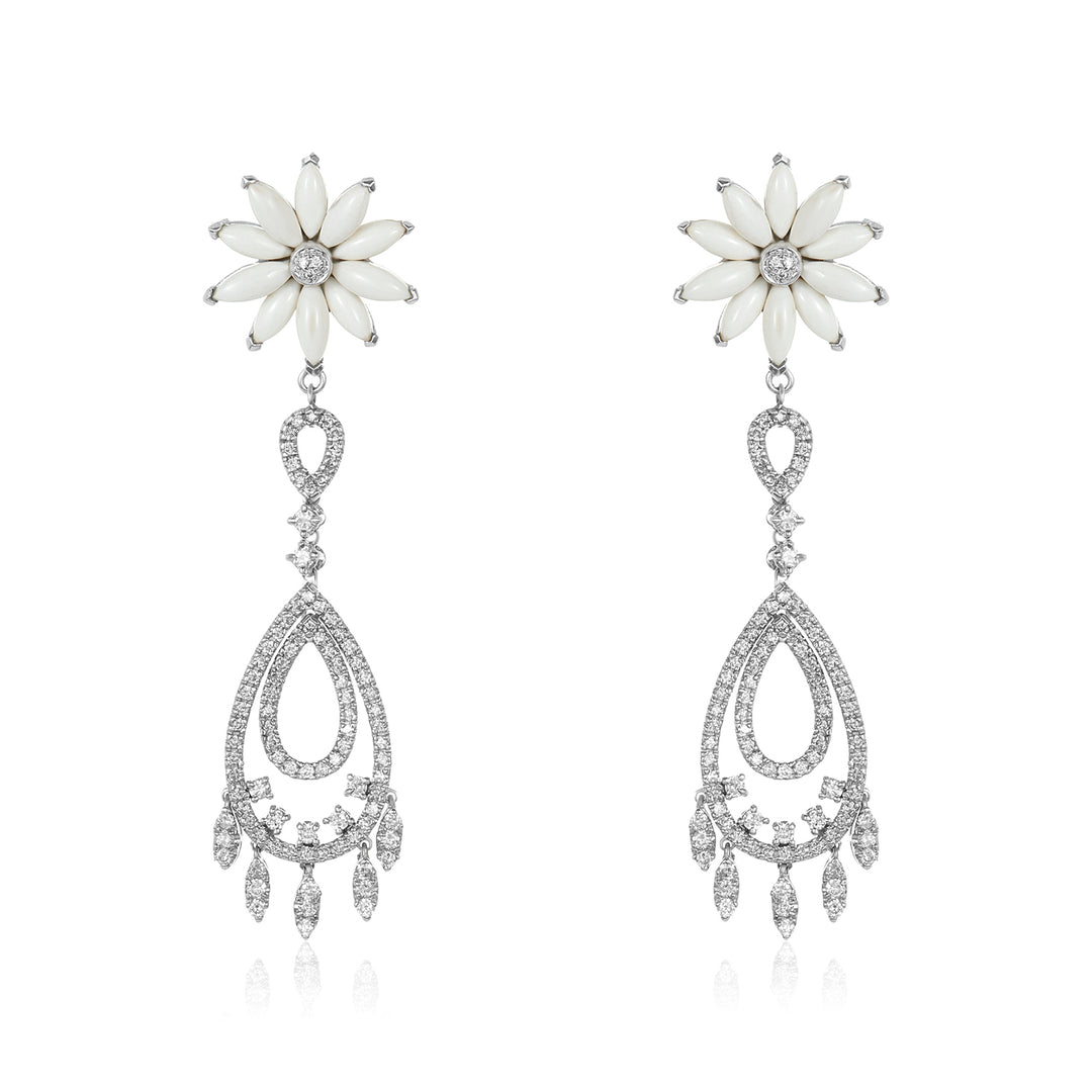 Grace White Onyx & Diamond Earring