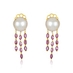 Load image into Gallery viewer, Ruby Raindrop Pearl Earrings
