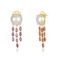 Ruby Raindrop Pearl Earrings