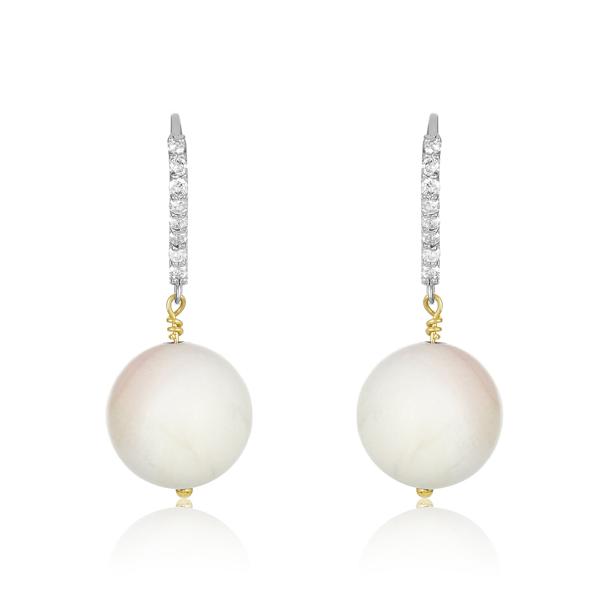 Diamond shell coral earrings