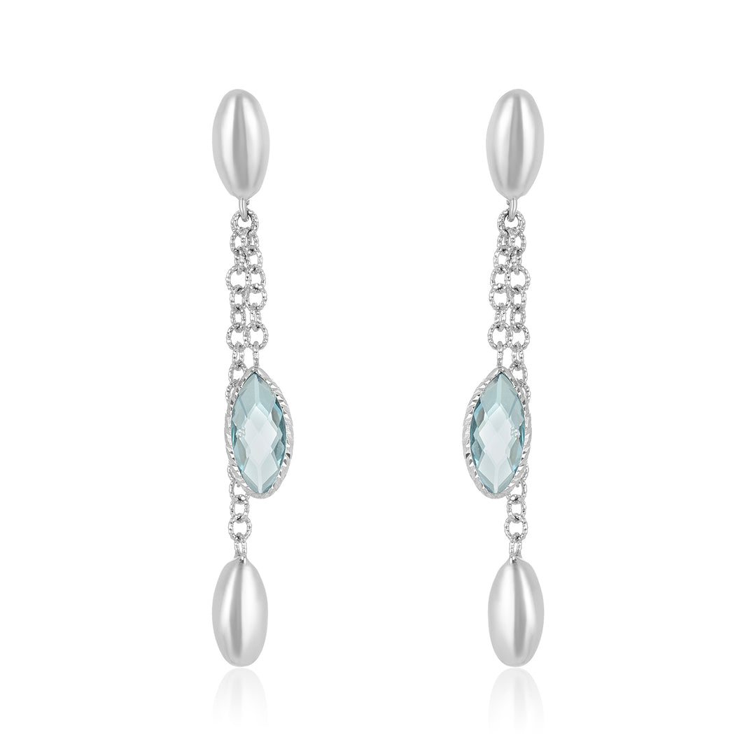 High Low White Gold Topaz Earring