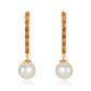 Drop Orange Sapphire Fresh Water Pearl Earrings
