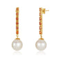 Drop Orange Sapphire Fresh Water Pearl Earrings