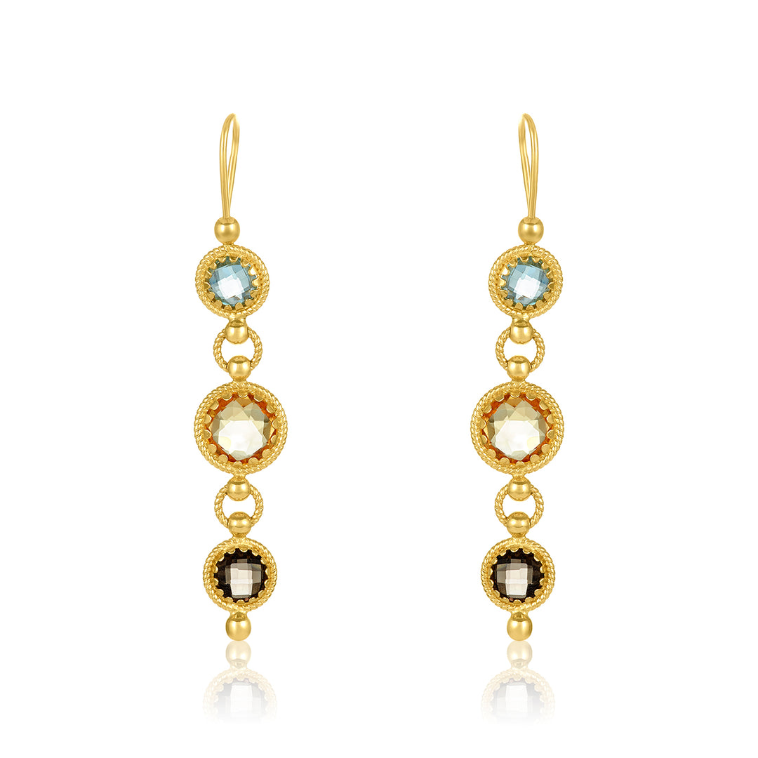 Triple Gemstone Earring