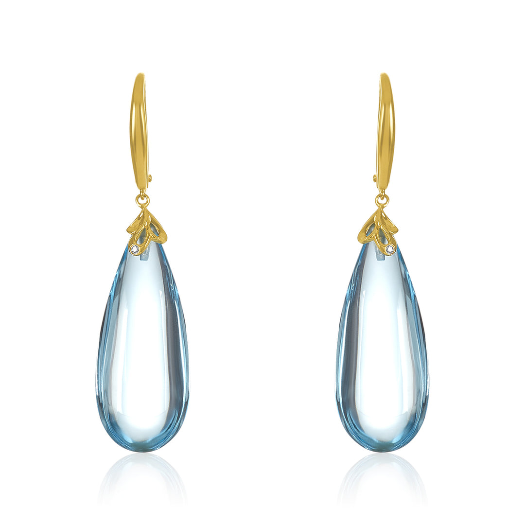Tear Drop Blue Topaz & Diamond Earring