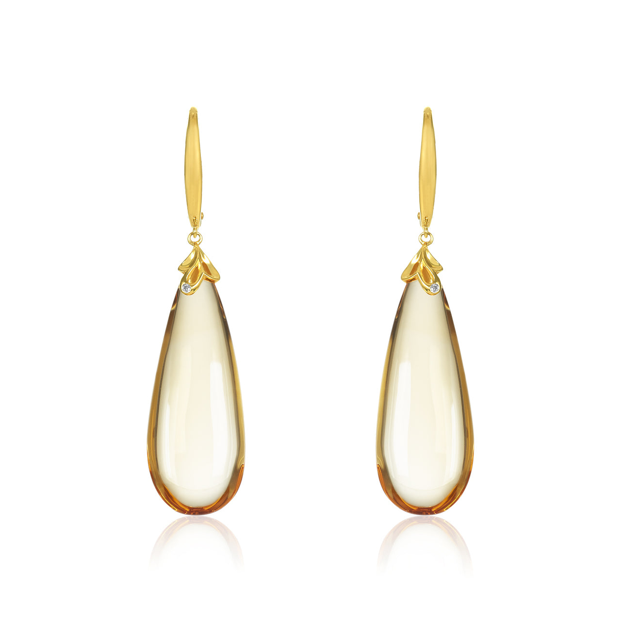 Tear Drop Citrine & Diamond Earring