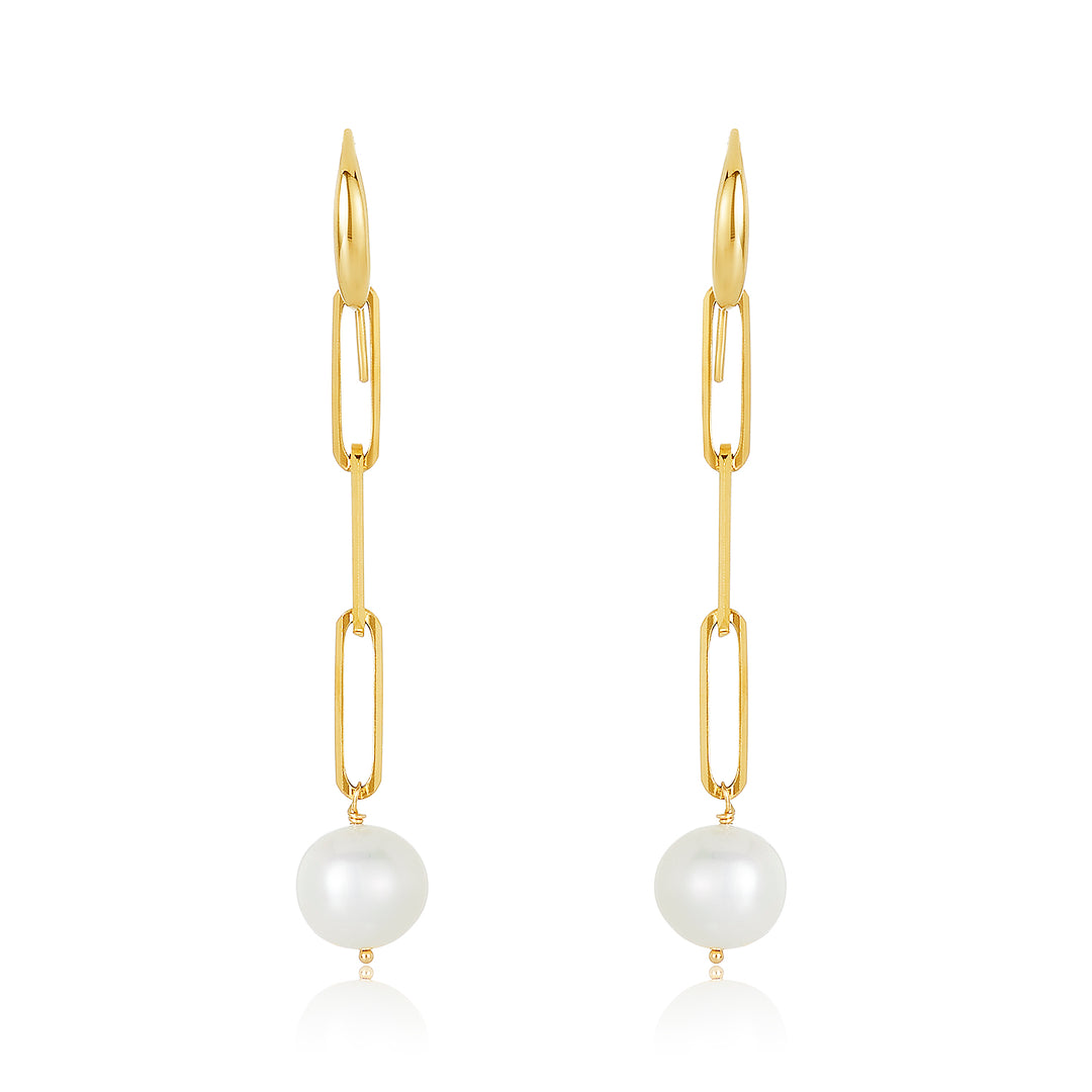Paper-Clip French Hook Pearl Earrings