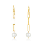 Load image into Gallery viewer, Paper-Clip French Hook Pearl Earrings
