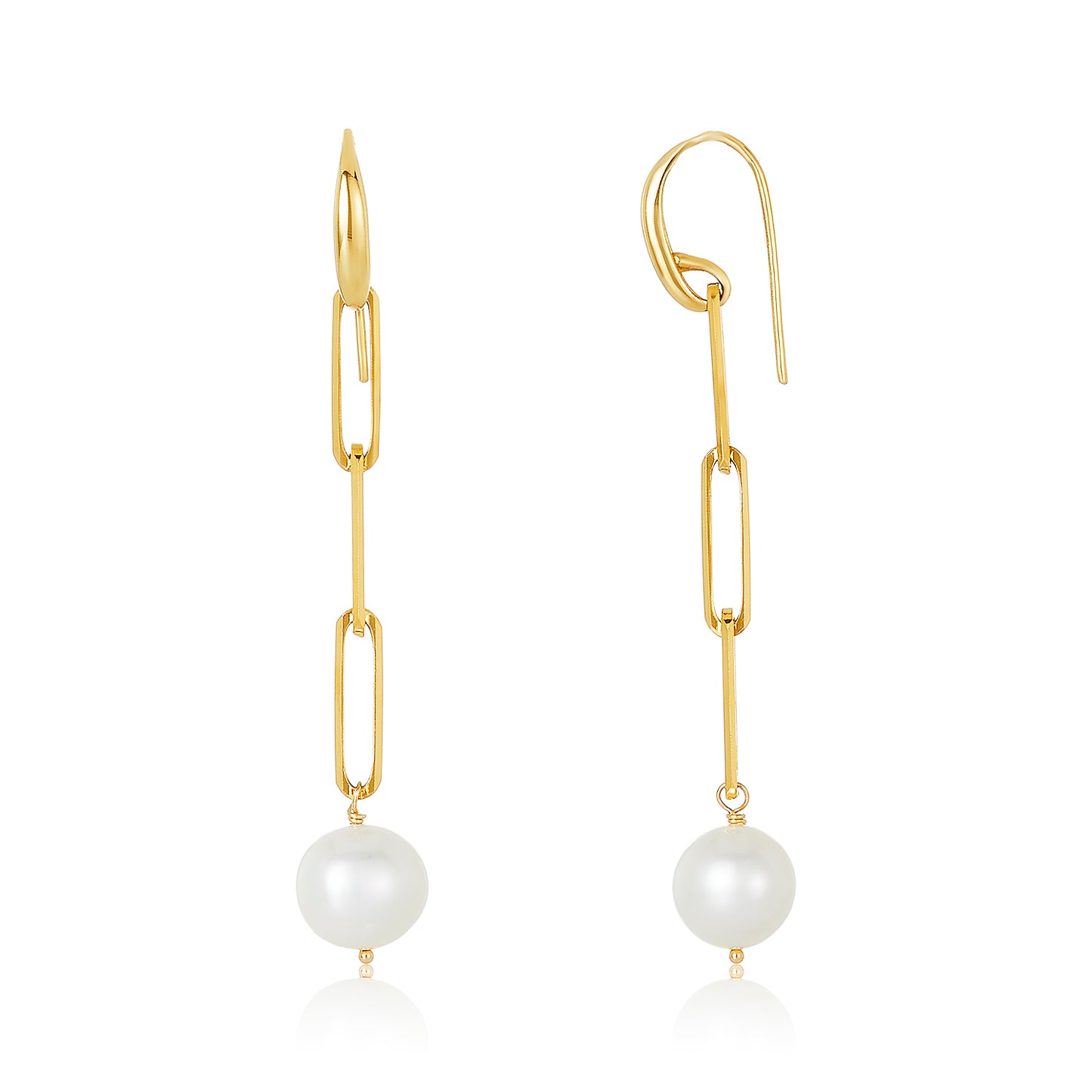 Paper-Clip French Hook Pearl Earrings