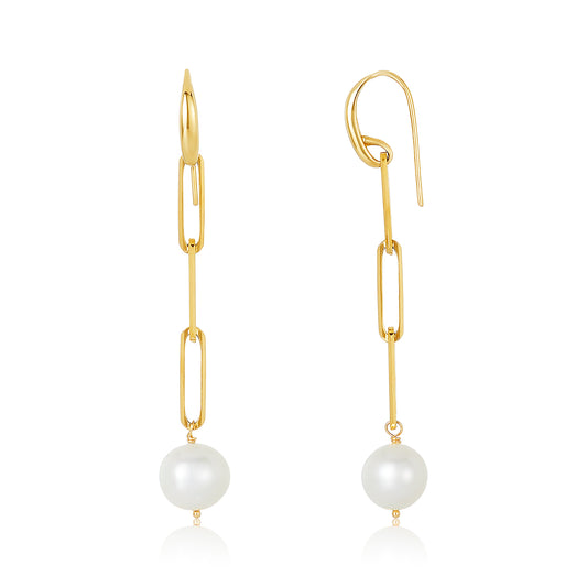 Paper-Clip French Hook Pearl Earrings