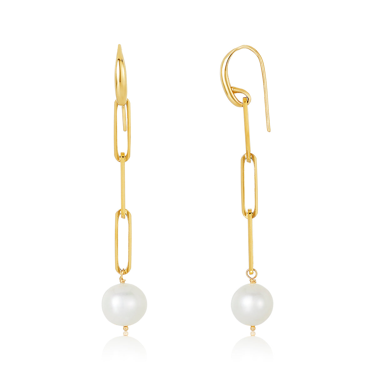 Paper clip french hook pearl earrings