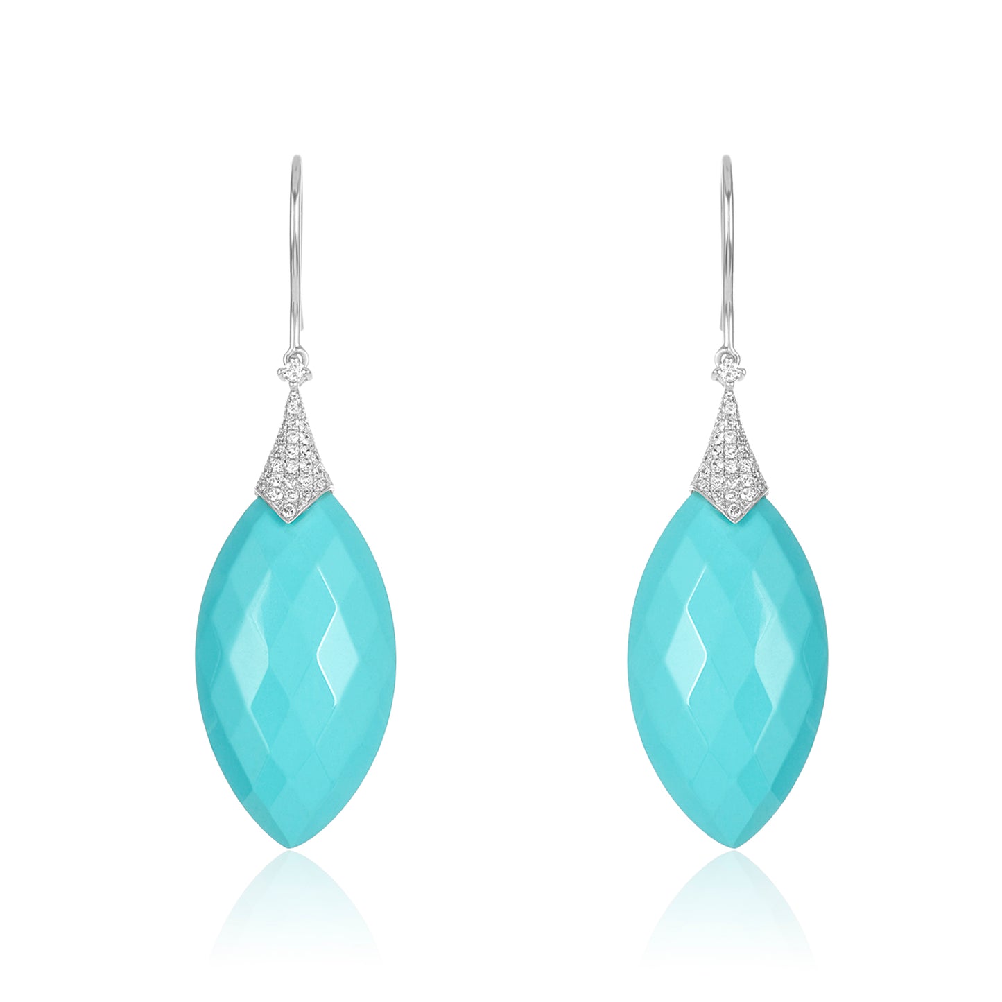 Blue Coral & Diamond Earrings