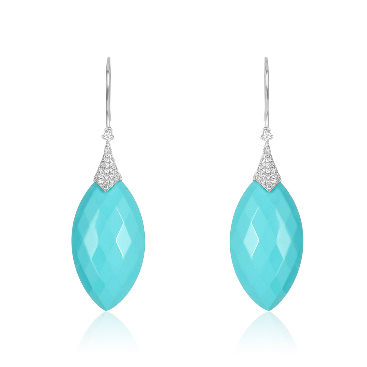 Blue coral & diamond earrings