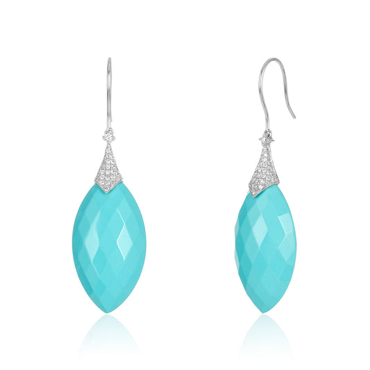 Blue Coral & Diamond Earrings