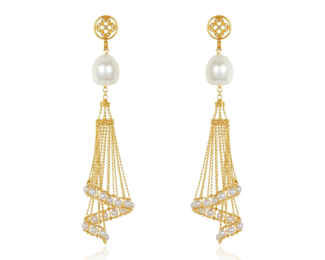 Basket Pearl Drop Earring