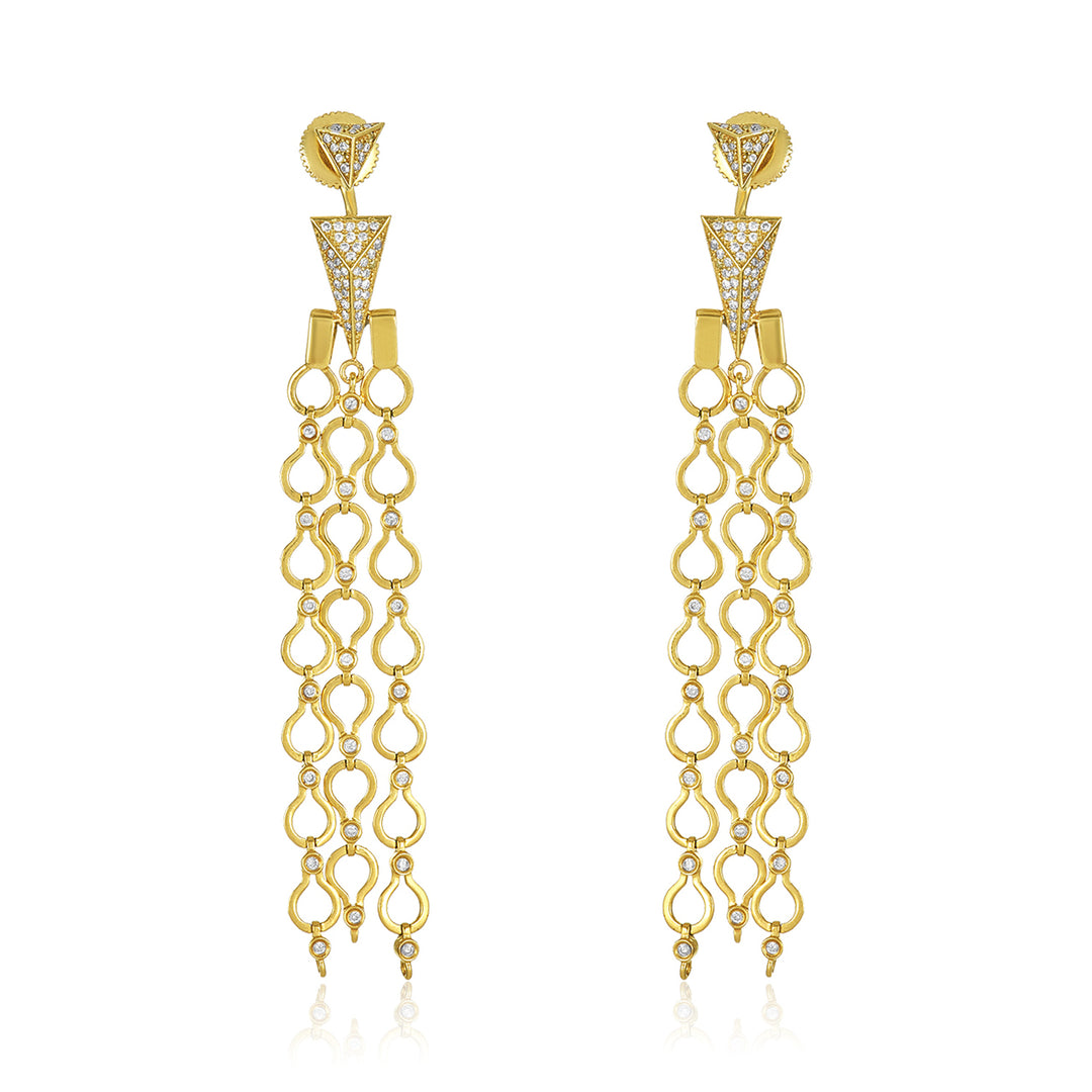 Triple Strand Pav'e Triangle Jacket Diamond Earring