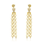 Load image into Gallery viewer, Triple Strand Pav'e Triangle Jacket Diamond Earring
