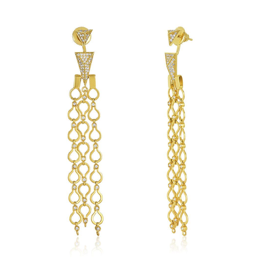 Triple Strand Pav'e Triangle Jacket Diamond Earring