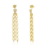 Load image into Gallery viewer, Triple Strand Pav'e Triangle Jacket Diamond Earring
