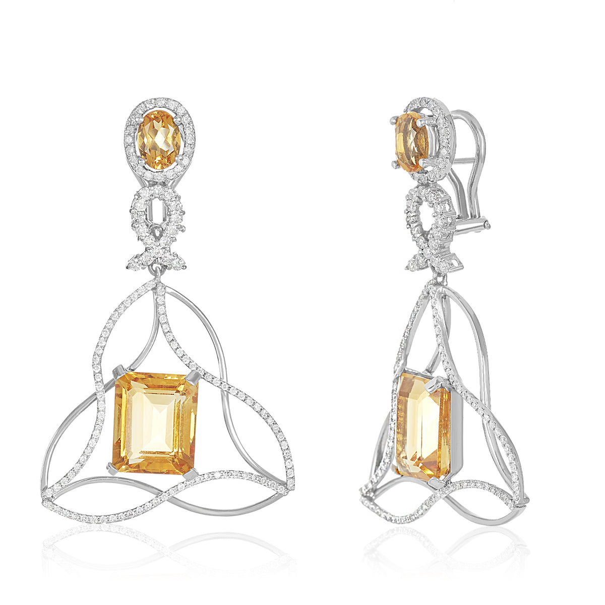 Criss cross citrine diamond earring