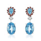 Blue Topaz, Garnet & Diamond Earrings