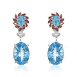 Load image into Gallery viewer, Blue Topaz, Garnet &amp; Diamond Earrings
