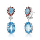 Blue Topaz, Garnet & Diamond Earrings