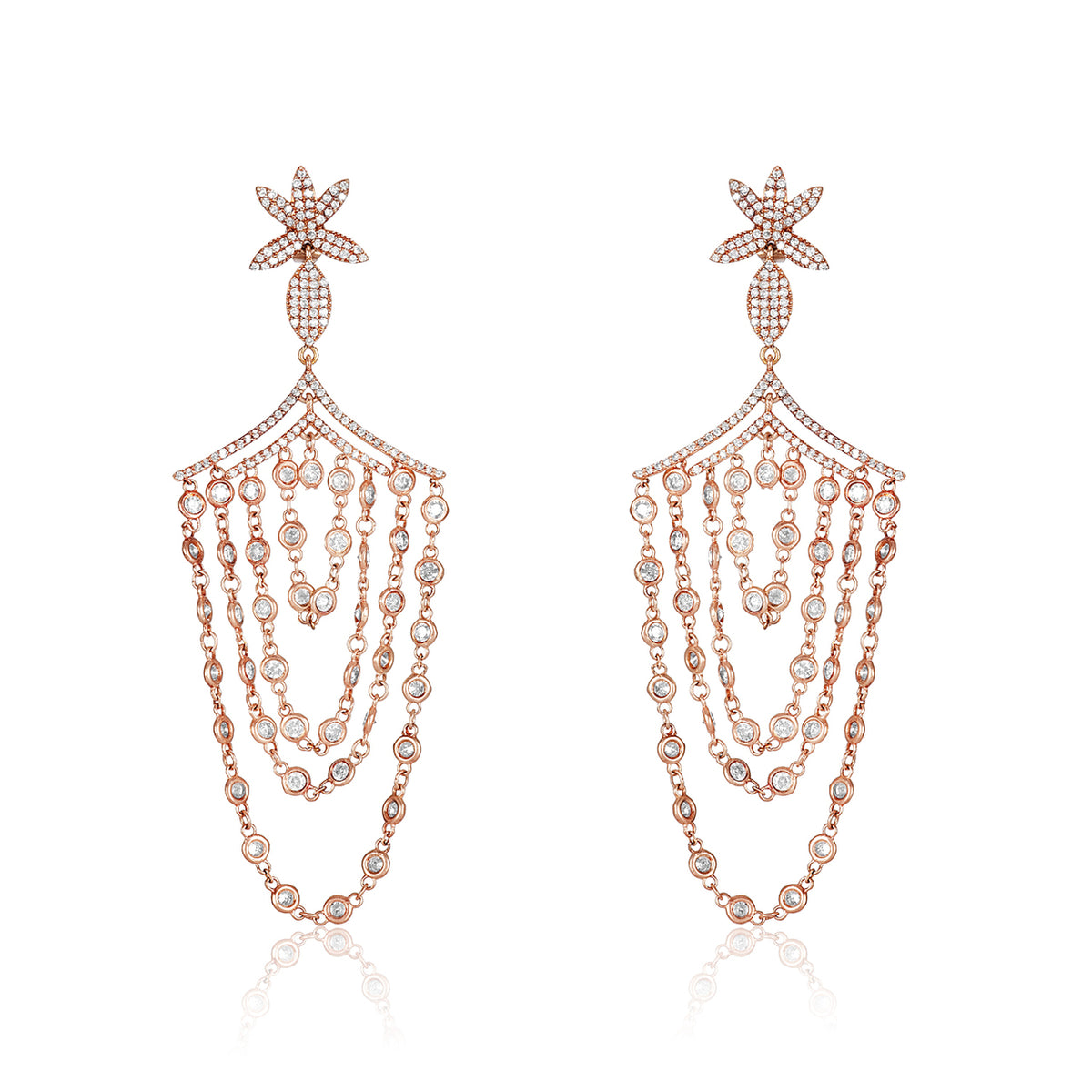 First impression custom collection ~ rose gold  & diamond earring