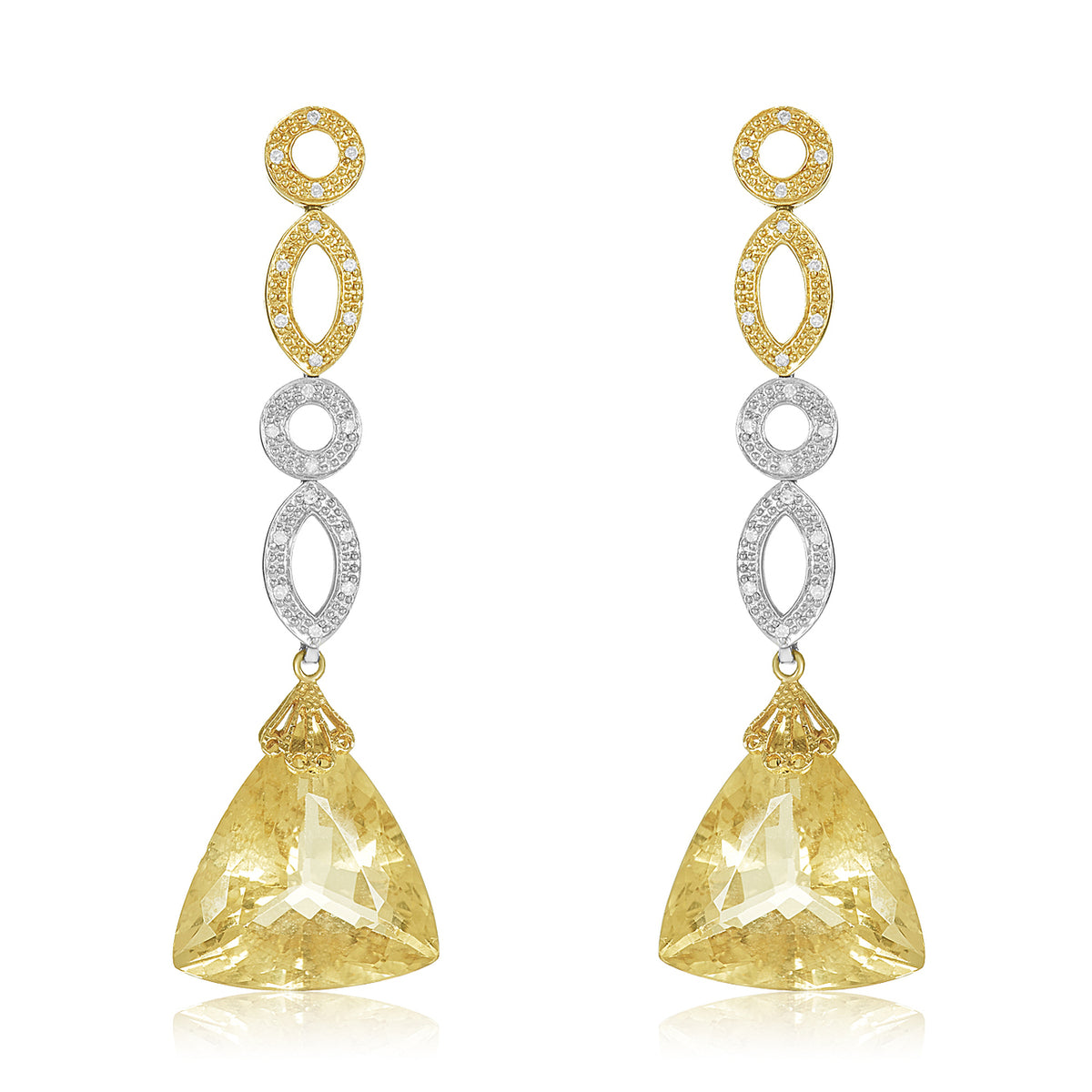 Two toned citrine diamond earring