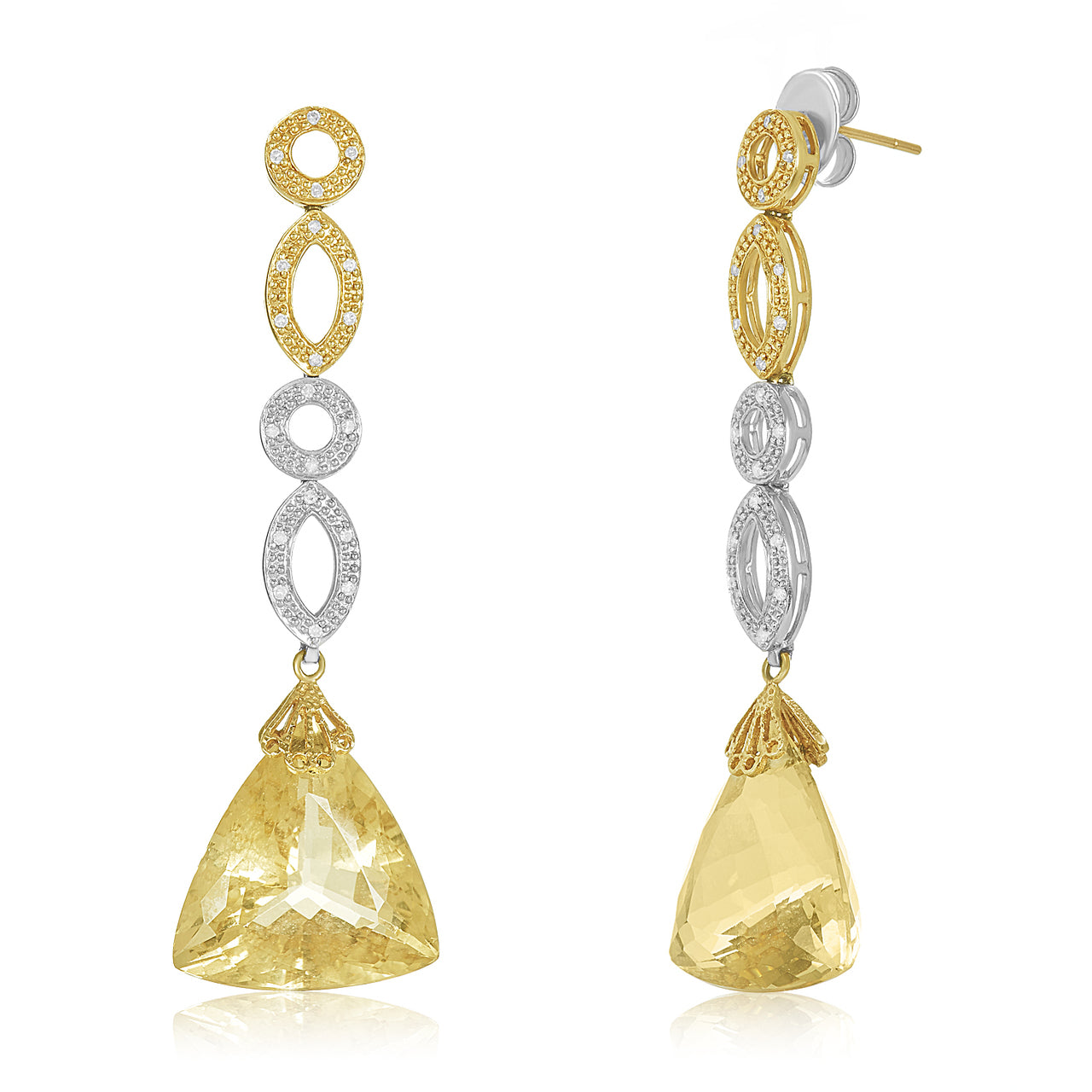 Two Toned Citrine Diamond Earring