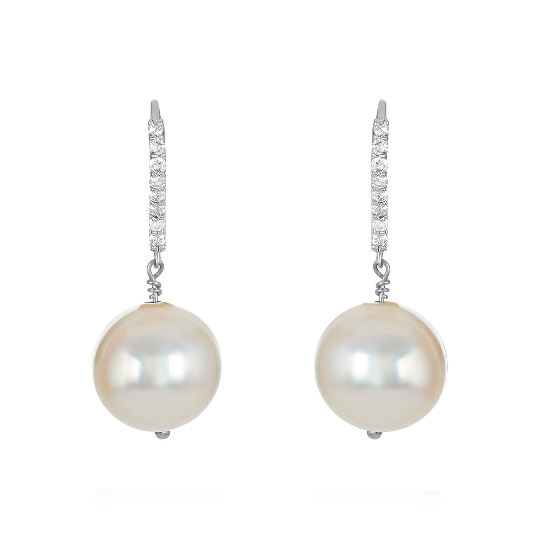Diamond Pearl Drop Earrings