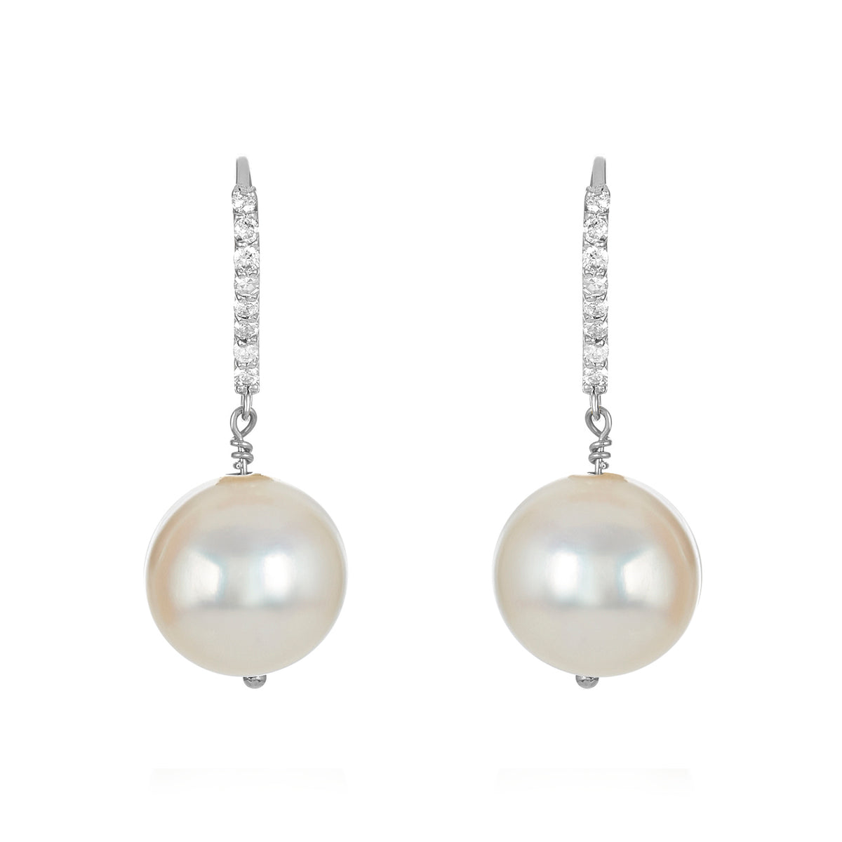 Diamond pearl drop earrings