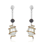 Load image into Gallery viewer, Swirl Diamond Pearl Earrings
