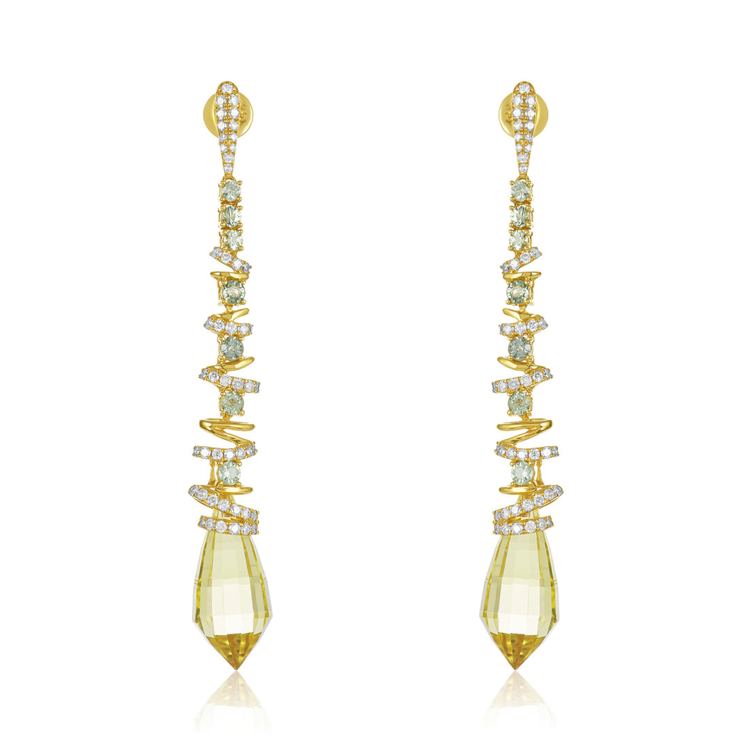 Spiral Lemon Topaz & Diamond Earrings